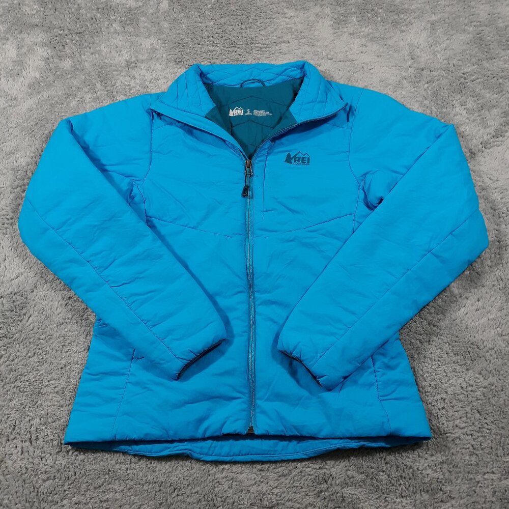 REI Puffer Jacket Activator SI Primaloft Blue Womens Size Small Full Zip Outdoor